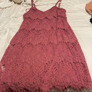 Berry lace mini dress
